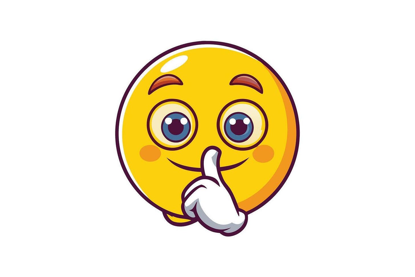 dibujos animados ilustración de un shh emoji con brillante ojos y un mano  gesto, simbolizando silencio, secreto, o acuerdo tranquilo