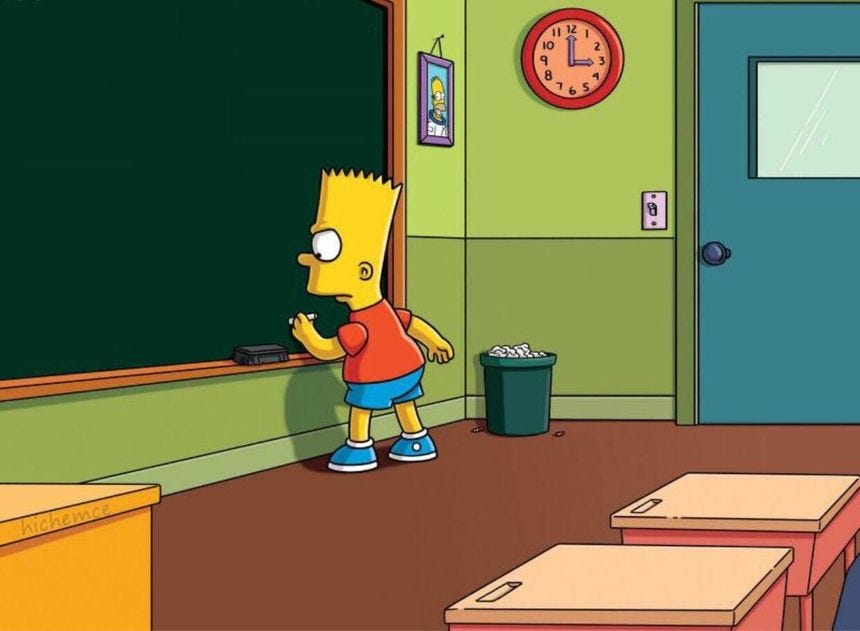 r/MemeTemplatesOfficial - Plantilla de pizarra de Bart Simpson